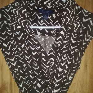 Brown/white wrap look dress with belt